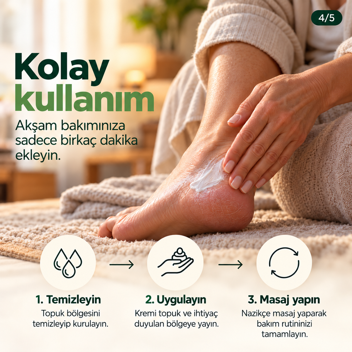 Topuk bakım kremi kullanım adımları